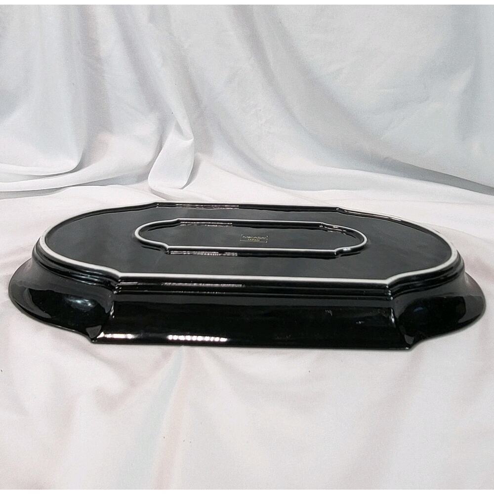 Mikasa Glossy Black Oval 13" Serving Platter Plate Dish Tray - Picture 6 of 10